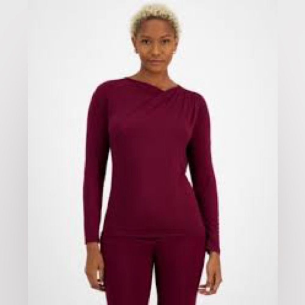 Bar III Draped Red Blouse